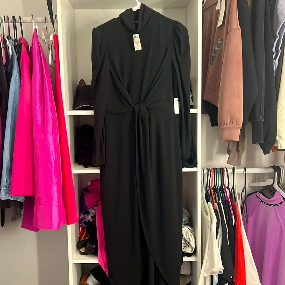 Express long sleeve waist tie dress